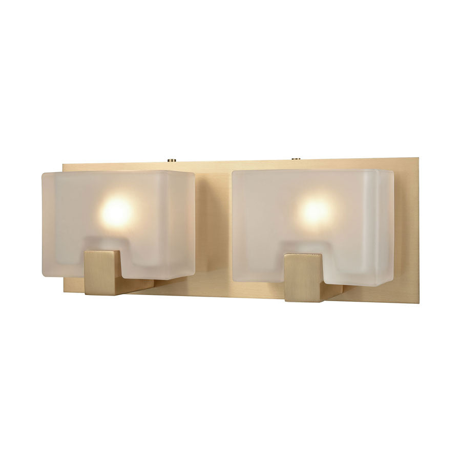 Ridgecrest 2 Light Vanity in Satin Brass with Frosted Cast Glass