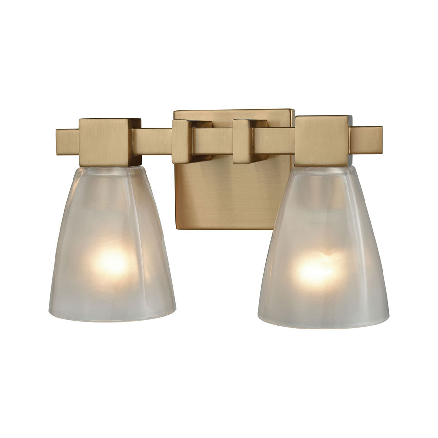 Ensley 2 Light Vanity in Satin Brass with Frosted Glass