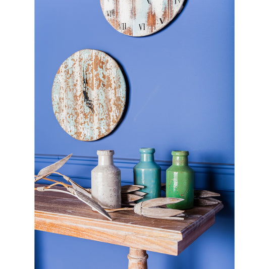 WOODEN ROMAN NUMERAL OUTDOOR WALL CLOCK.