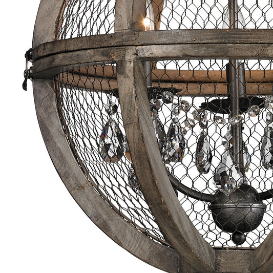 Small Renaissance Invention Wood And Wire Chandelier