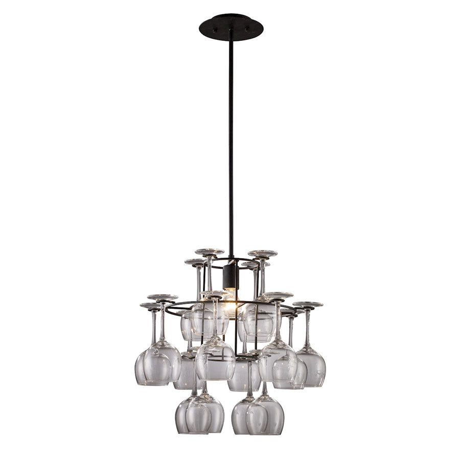 Vintage 1-Light Chandelier in Dark Rust with Glass