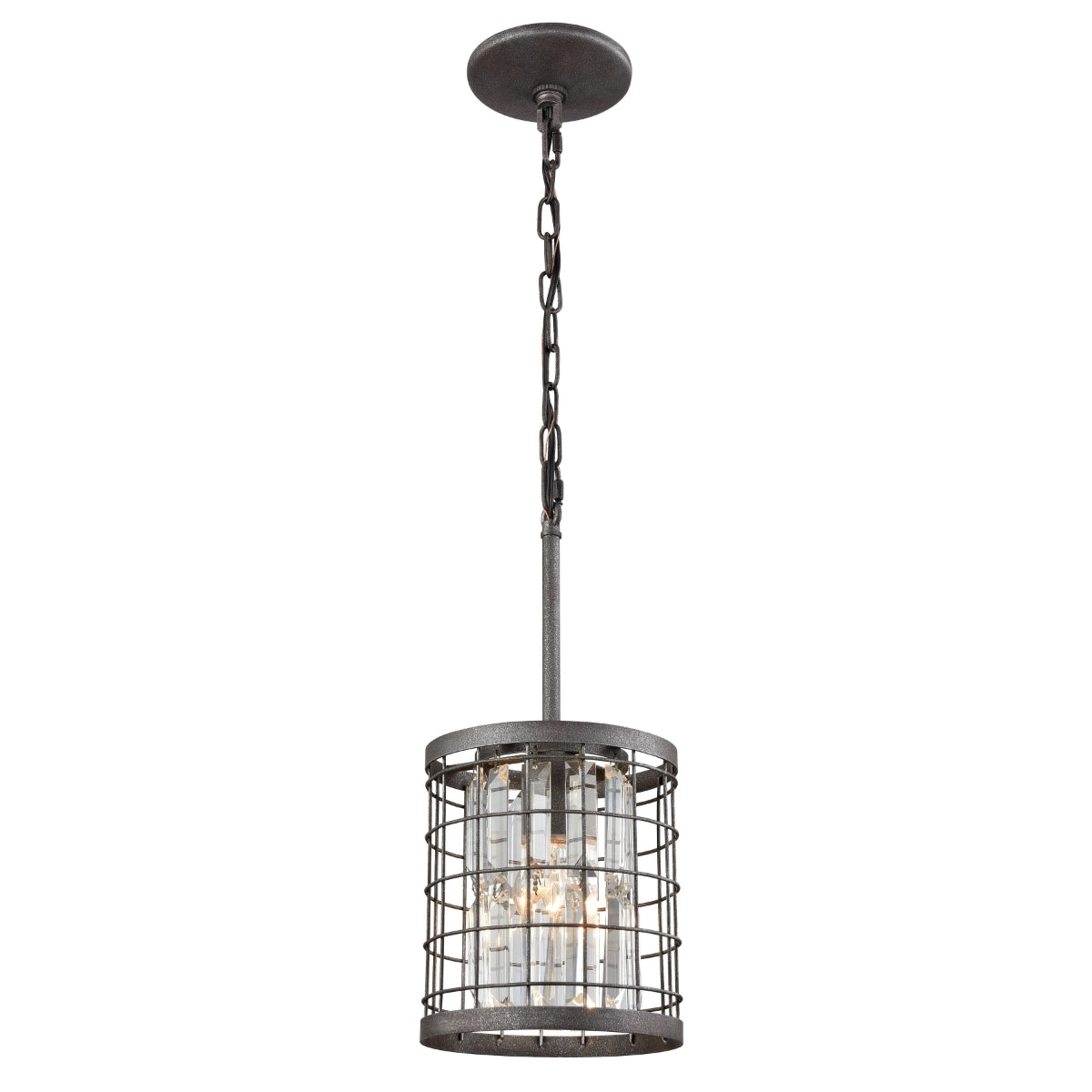 Nadina 1 Light Pendant in Silverdust Iron with Clear Crystal