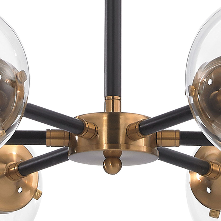Boudreaux 6 Light Chandelier in Matte Black and Antique Gold