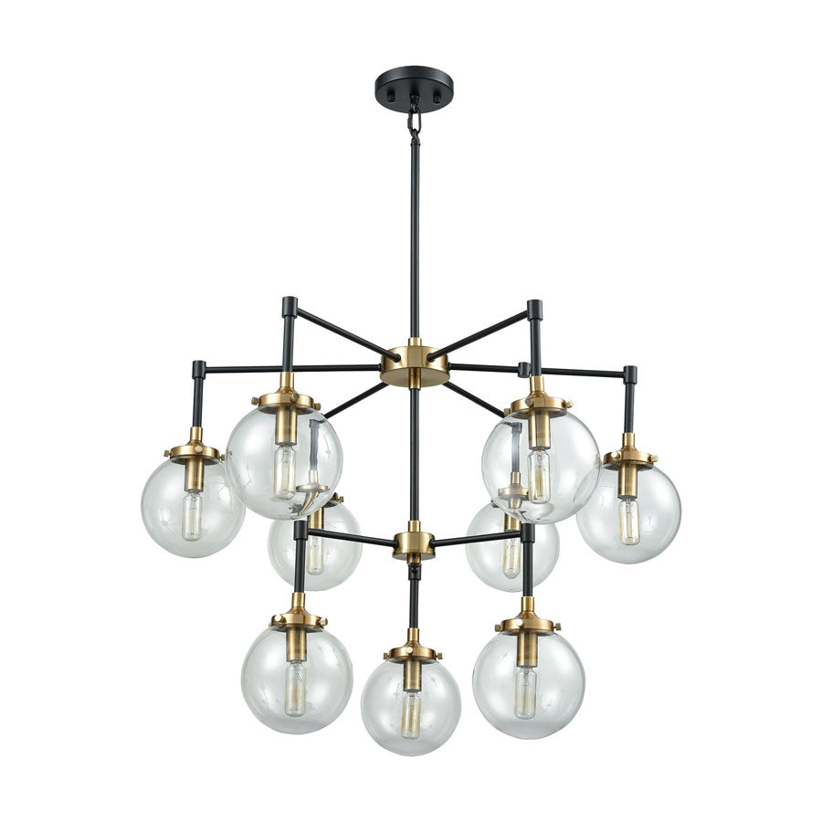 Boudreaux 9 Chandelier Matte Black/Antique Gold