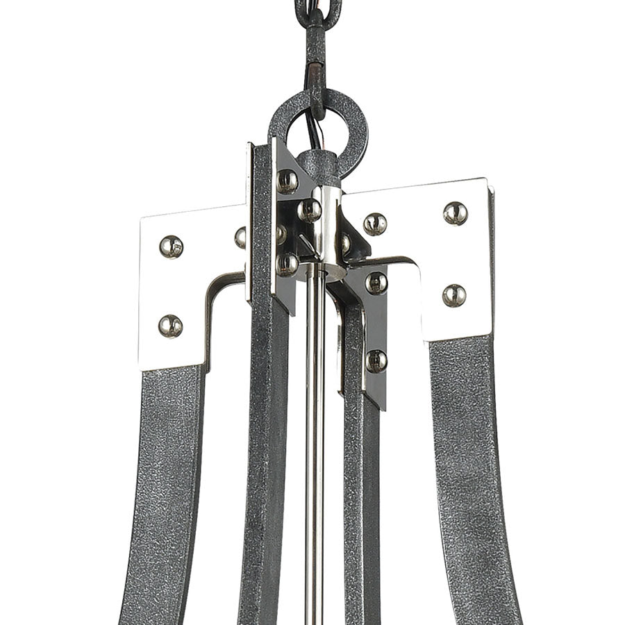 Riveted Plate 8 Chandelier Silverdust Iron/Polished Nickel