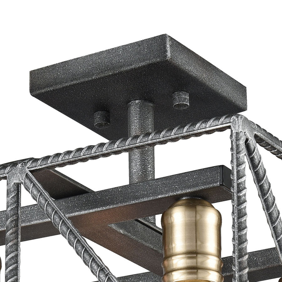 Crossbar 4 Semi Flush Silverdust Iron/Satin Brass
