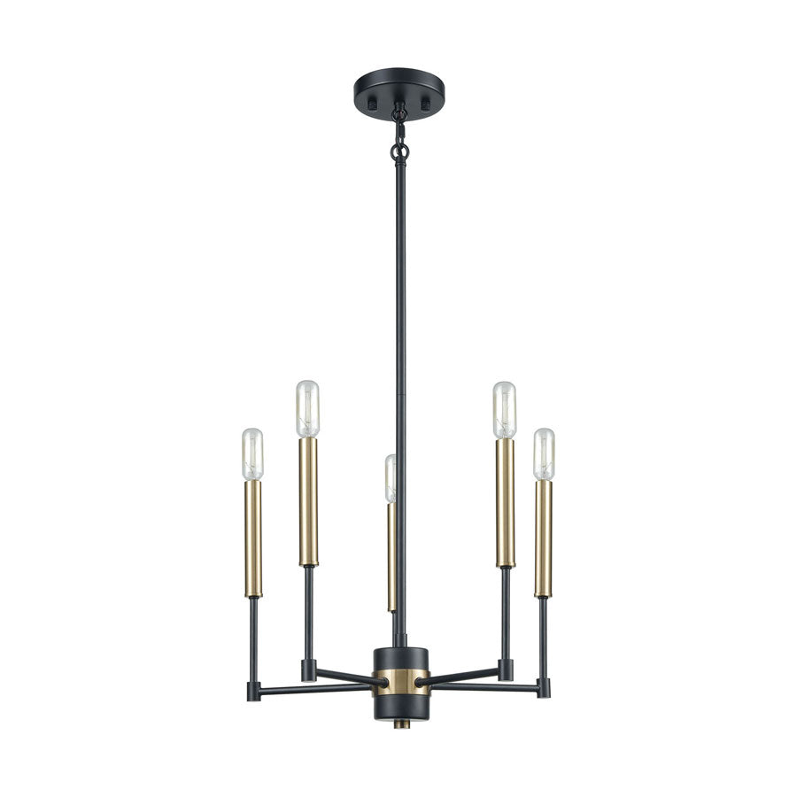 Livingston 5 Chandelier Matte Black/Satin Brass