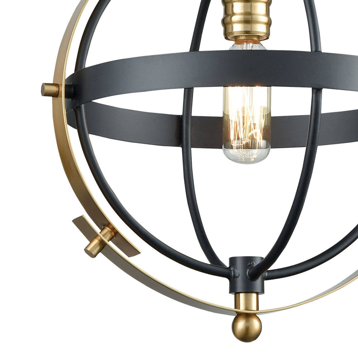 Caldwell 10" Pendant Matte Black/Satin Brass