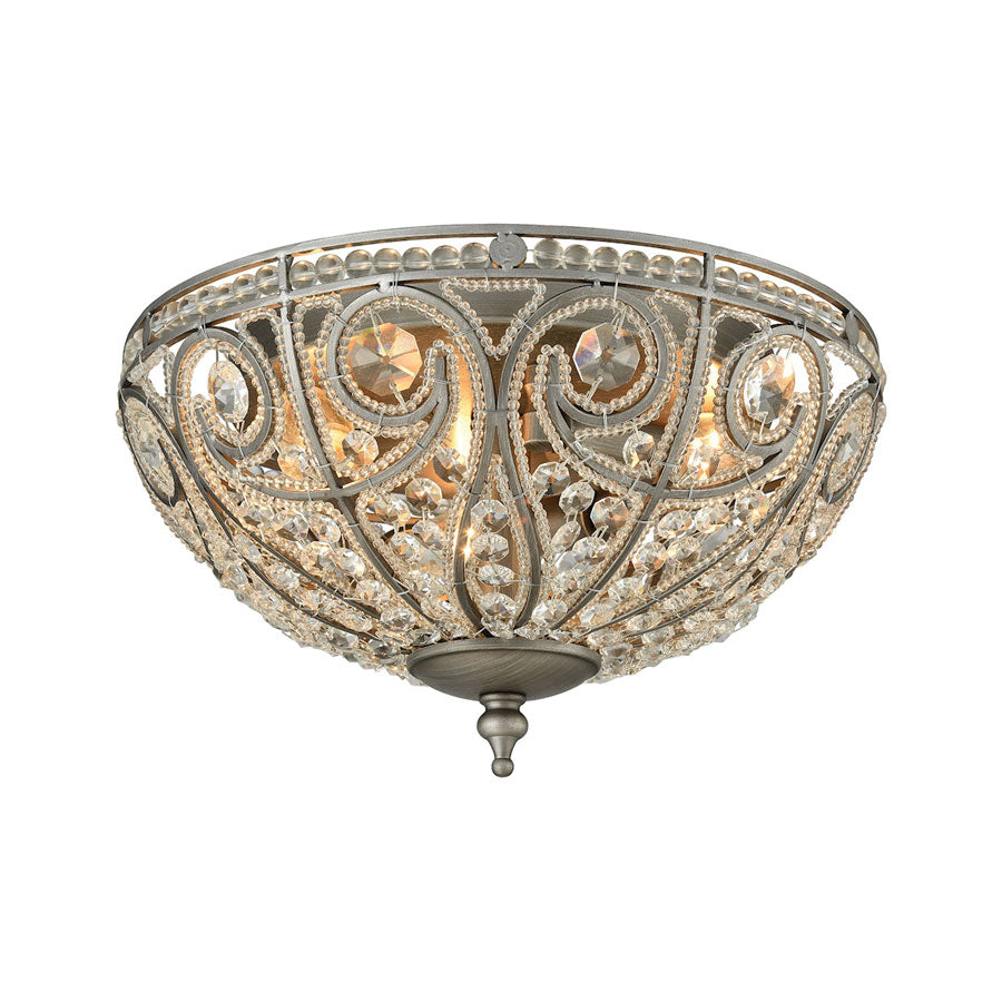 Elizabethan 3 Light Flush in Weathered Zinc