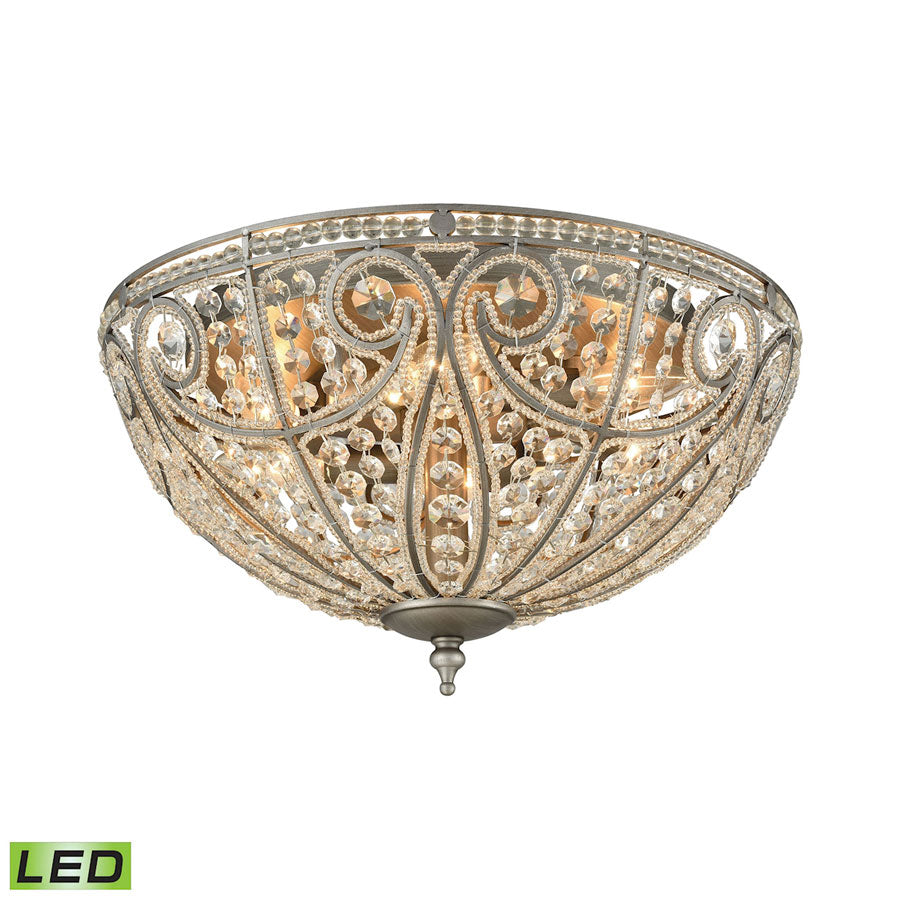 Elizabethan 6 Light LED Flush in Weathered Zinc