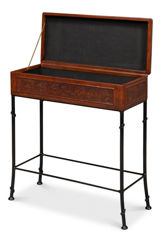 Botanical Leather Box On Stand
