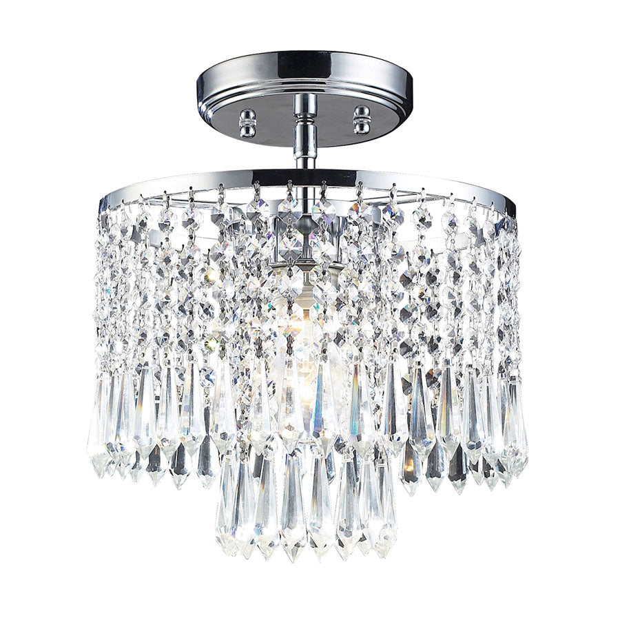 Optix Collection 1-Light Flush Mount with 32% Lead Crystal and Polished Chrome Fi