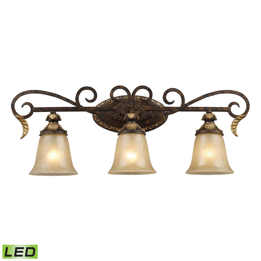 3 Light Vanity Bar in Burnt Bronze - LED, 800 Lumens (2400 Lumens Total) with Full Scale Dimming Ran