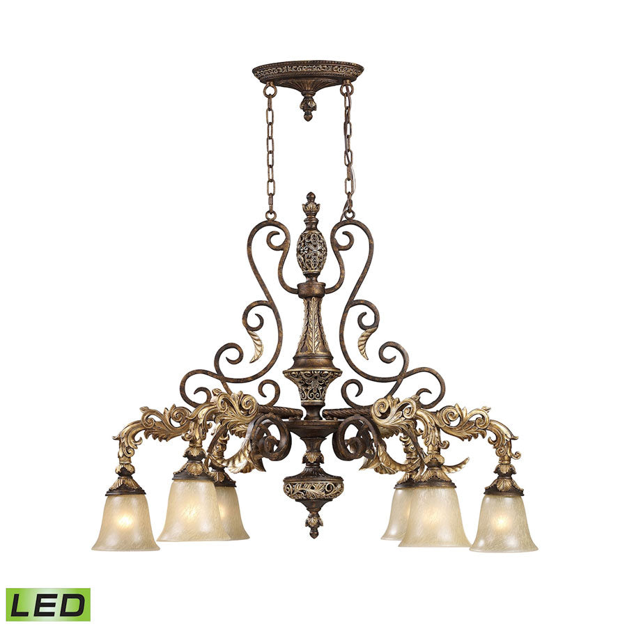 6 Light Chandelier in Burnt Bronze - LED, 800 Lumens (4800 Lumens Total) with Full Scale Dimming Ran