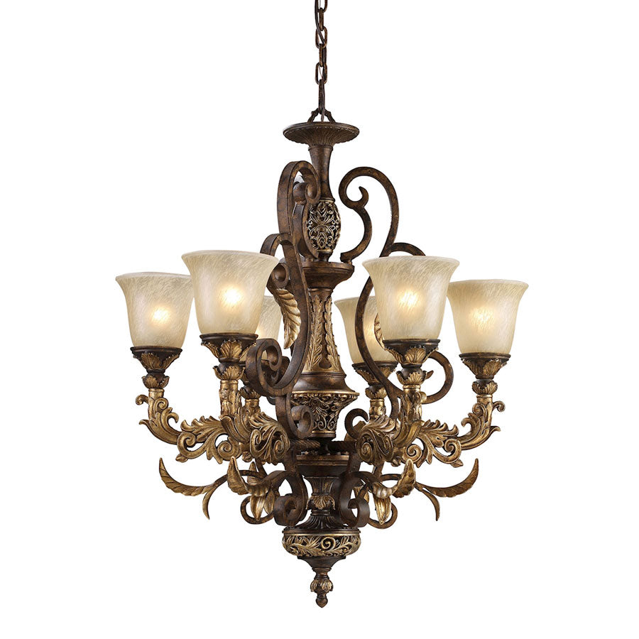 Regency 6-Light Chandelier in Burnt Bronze