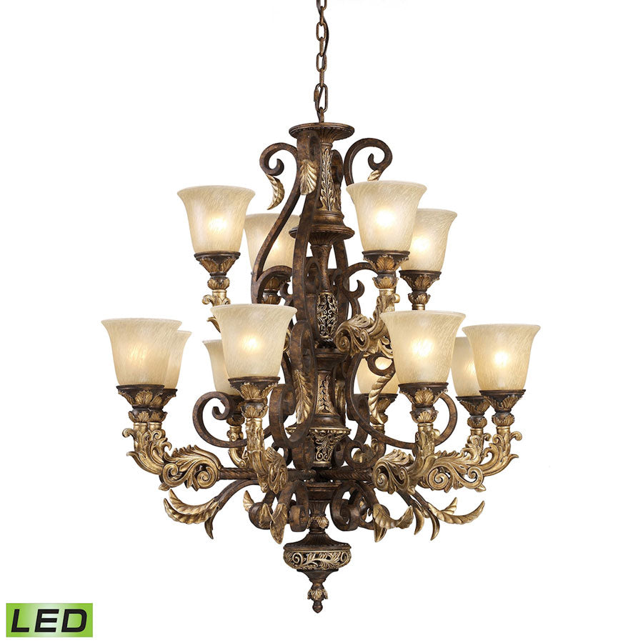 12 Light Chandelier in Burnt Bronze - LED'S Offering Up To 9, 600 Lumens (720 Watt Equivalent) with