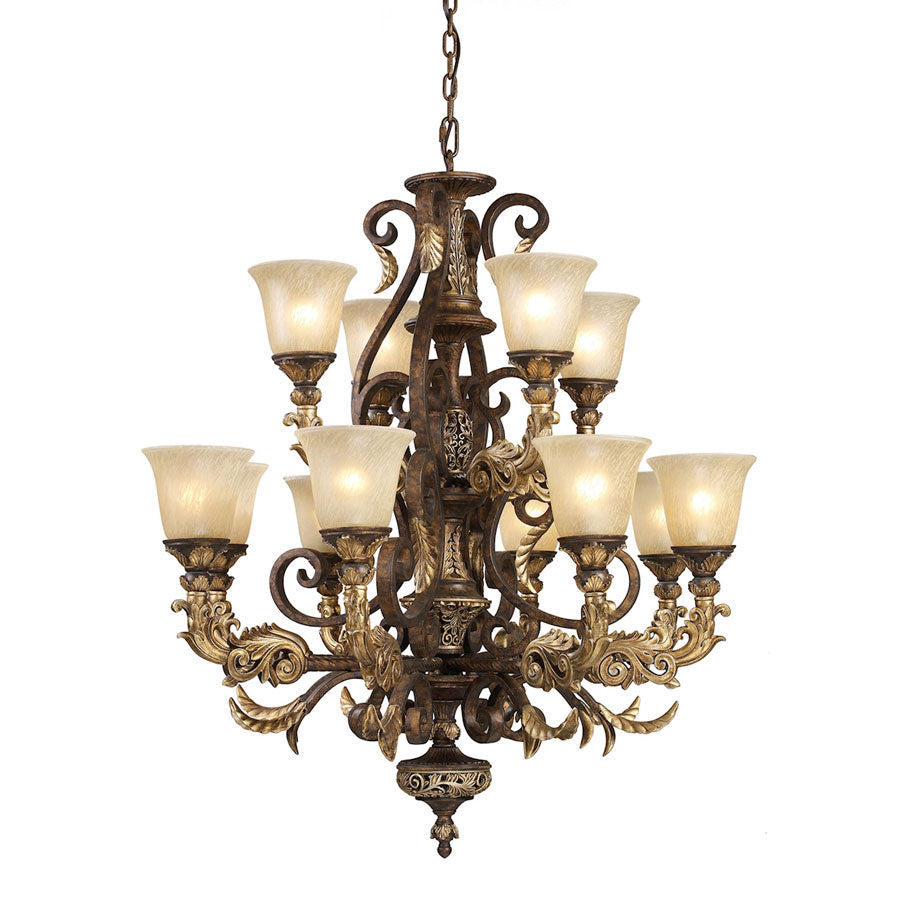Regency 12-Light Chandelier in Burnt Bronze