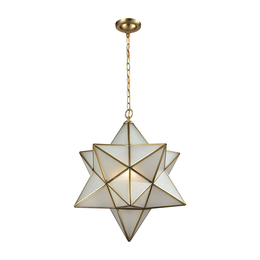 Decostar 3 Light Chandelier in Brushed Brass with Frosted Glass