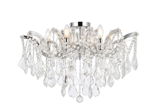 Maria Theresa 6 Light 24 inch Chrome Flush Mount Ceiling Light in Royal Cut