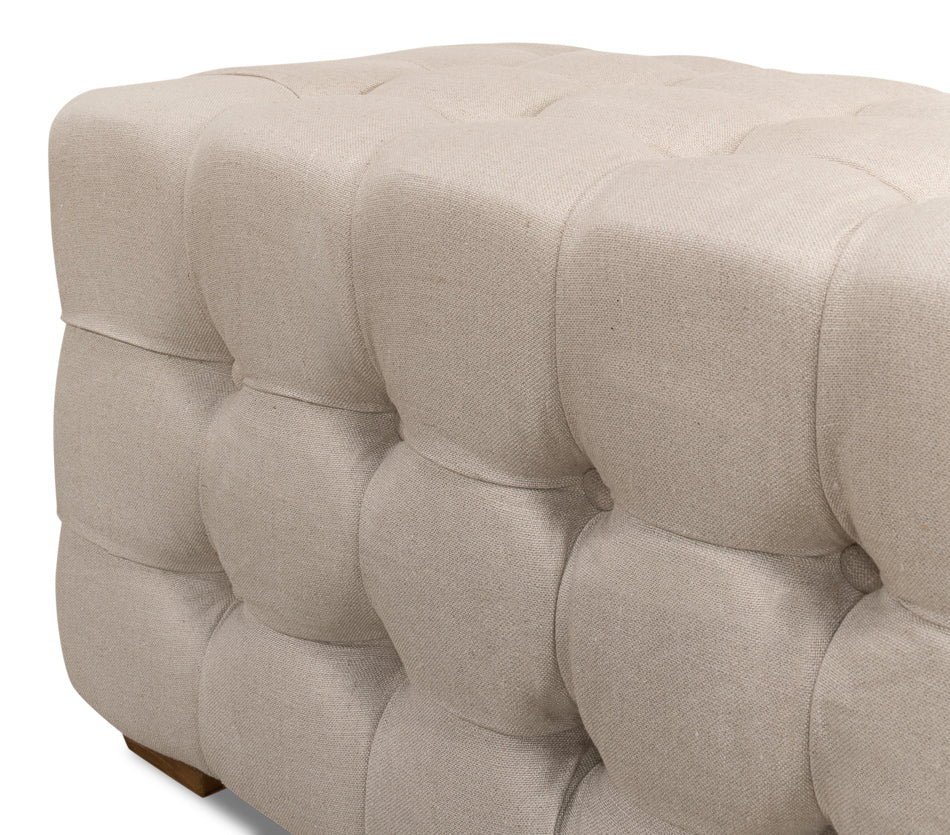Beam Bench Tufted Beige Linen