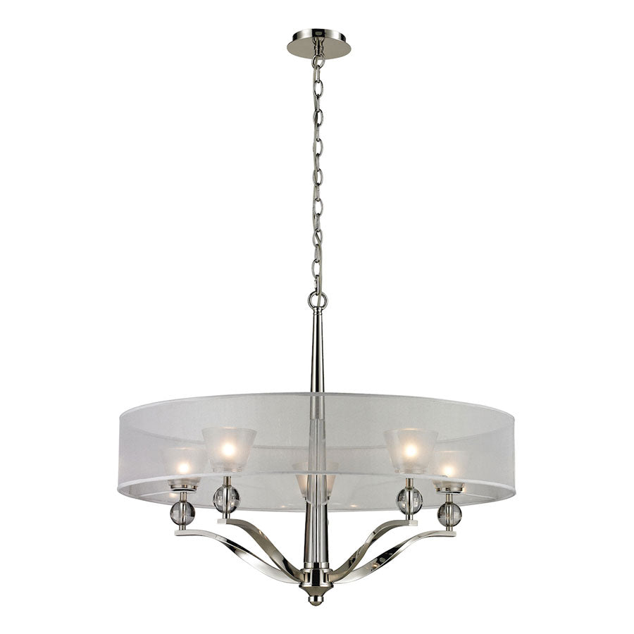 5 light chandelier in Polished Nickel