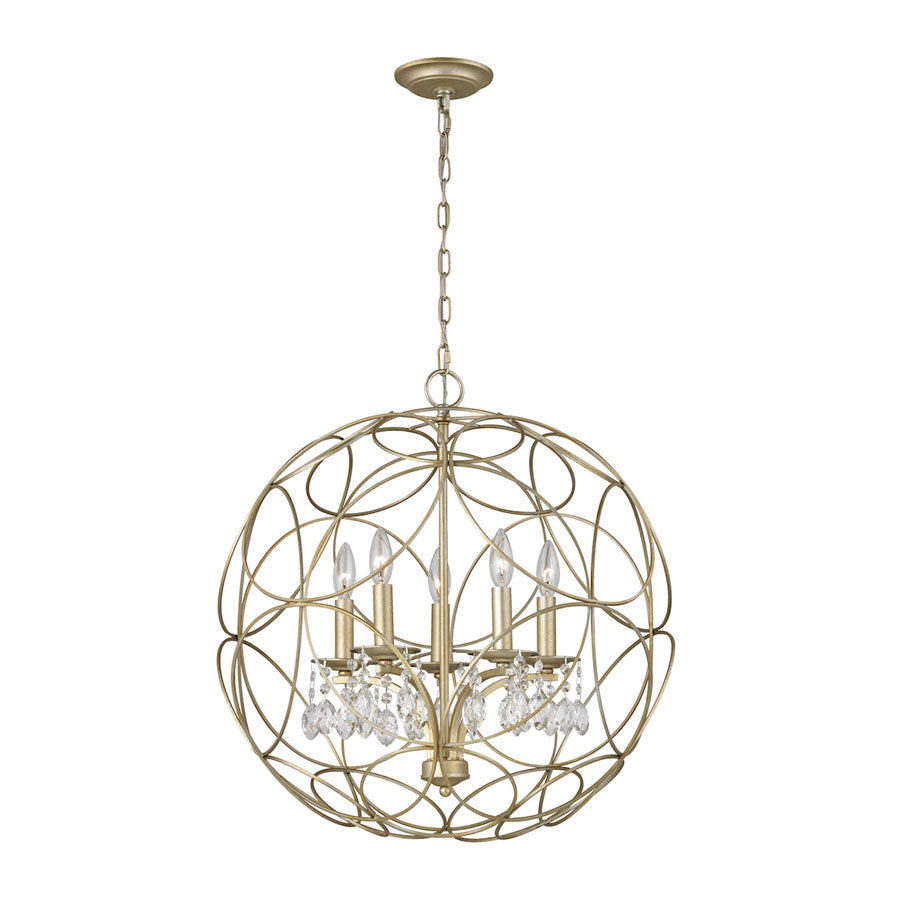 Chandette 5 Light Chandelier in Aged Silver