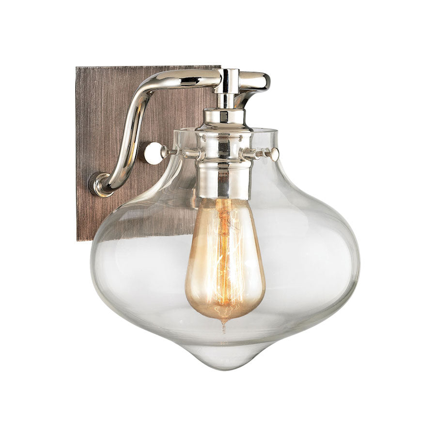 Kelsey 1 Light Vanity in Weathered Zinc with Polished Nickel Accents