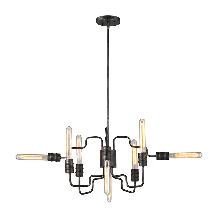 Transit 8 Light Chandelier in Silvered Graphite