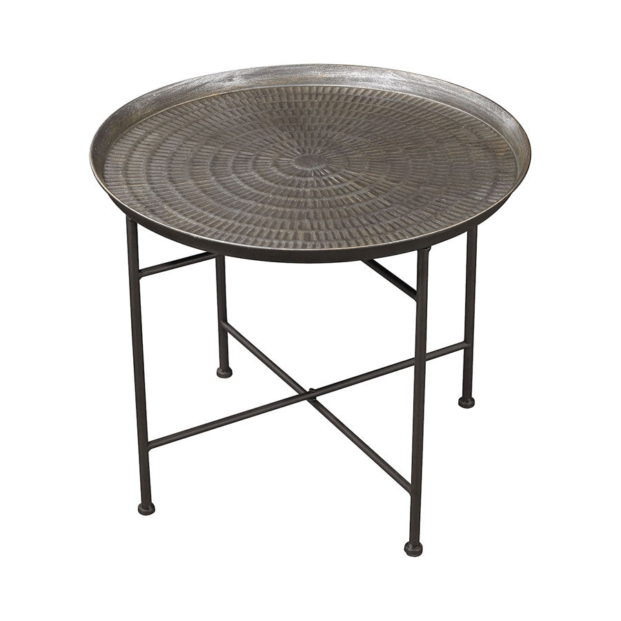 Embossed Pewter Accent Table