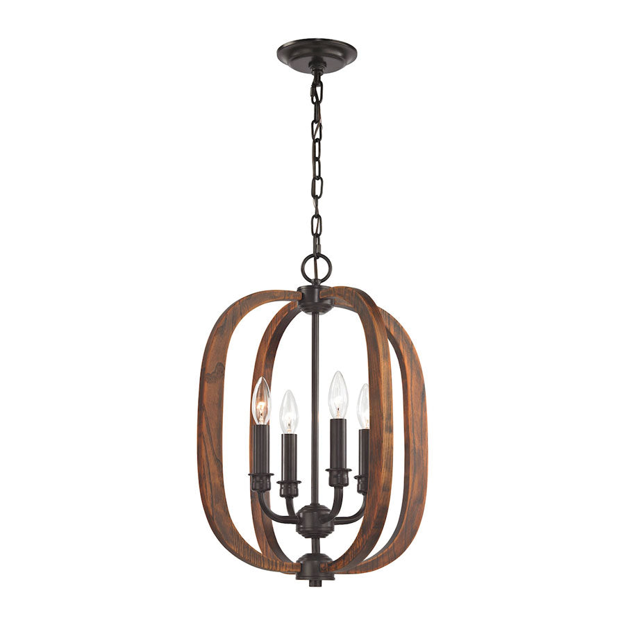 Wood Arches 4 Light Chandelier in Oil Rubbed Bronze