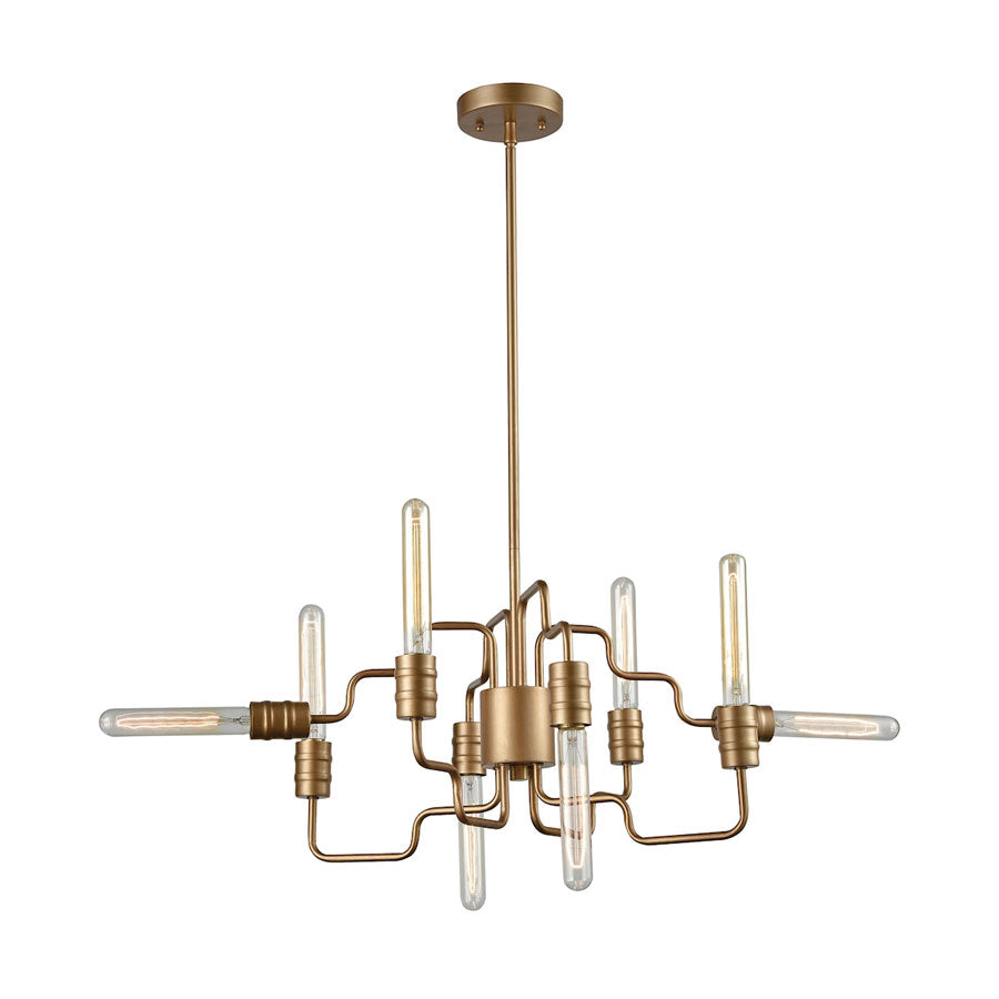 Transit 8 Light Chandelier in Matte Gold