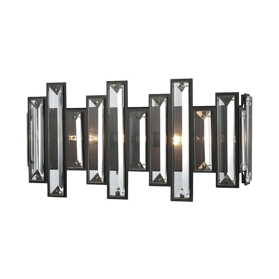 Crystal Heights 2 Light Vanity in Oil Rubbed Bronze with Clear Crystal