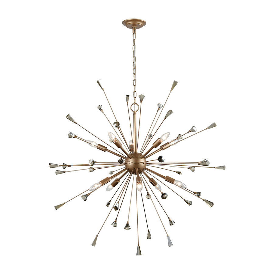 Sprigny 10 Light Chandelier in Matte Gold with Amber Teak Crystal