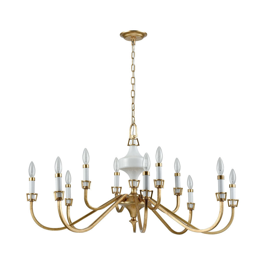 Ceramique 12 Chandelier Antique Gold Leaf