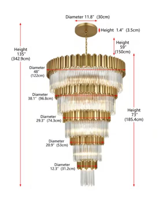 Multi Tier Chandelier Gold & Crystal.