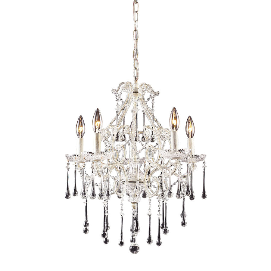 Opulence Collection - 5 Light Antique White with Clear Crystal