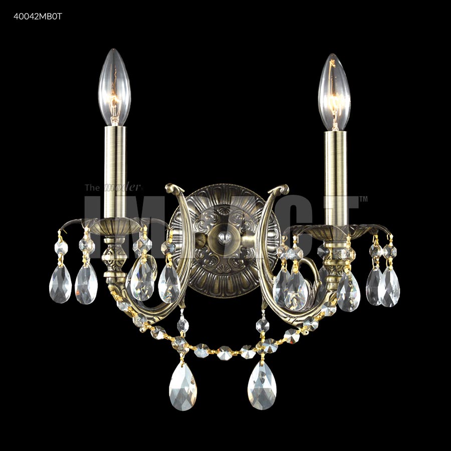Monaco Cast Brass 2 Arm Wall Sconce - Swarovski crystals (Golden Teak)