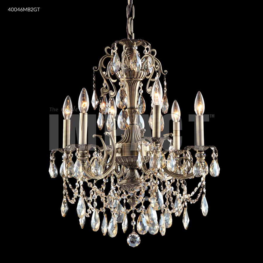 Monaco Cast Brass 6 Arm Chandelier - IMPERIAL Crystal (Clear)