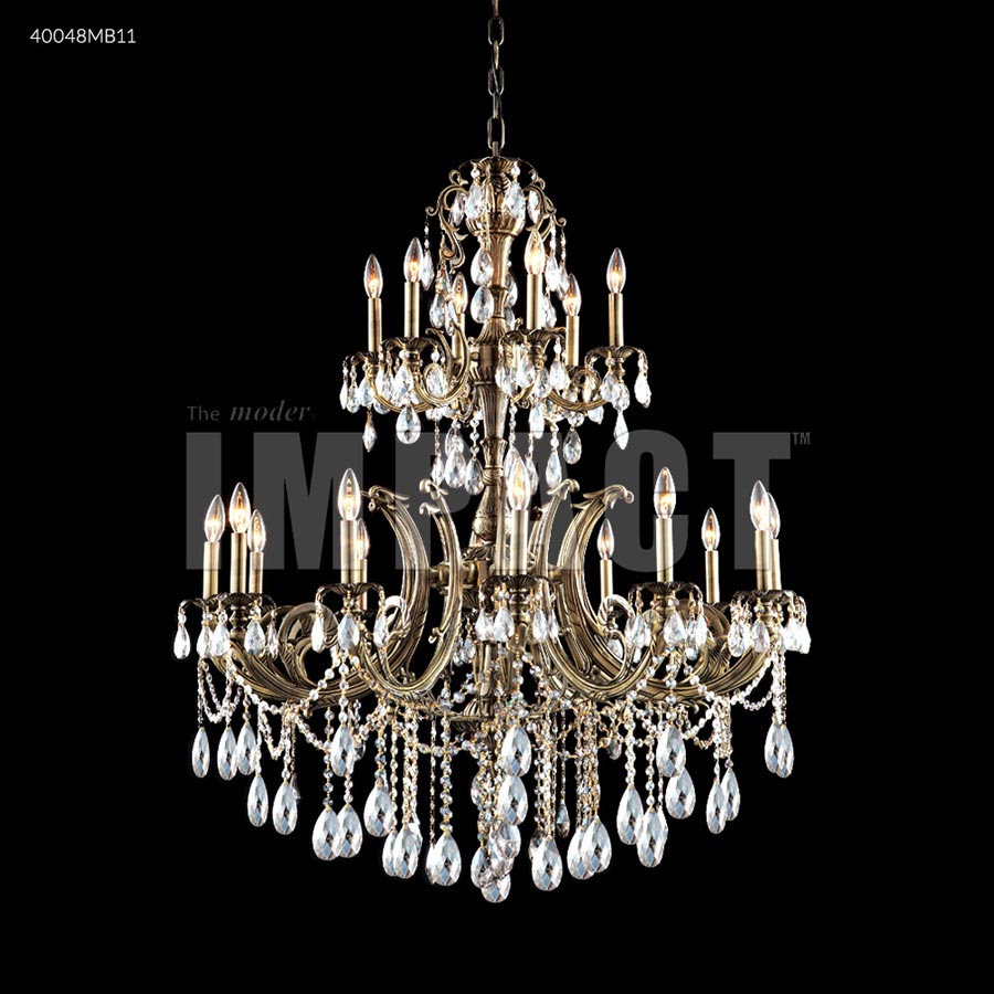 Monaco Cast Brass 12 Arm Chandelier - SPECTRA CRYSTAL by Swarovski -Clear