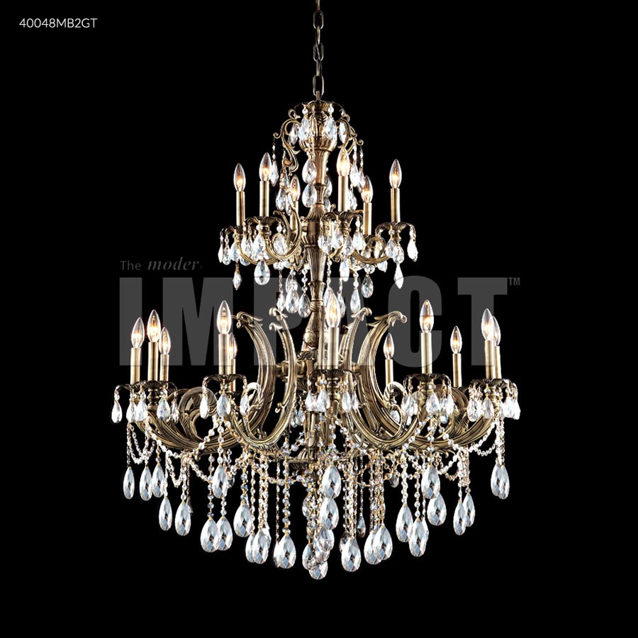 Monaco Cast Brass 12 Arm Chandelier - IMPERIAL Crystal (Golden Teak)