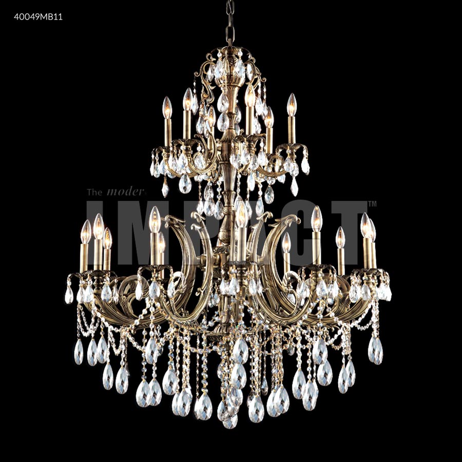 Monaco Cast Brass 18 Arm Chandelier - SPECTRA CRYSTAL by Swarovski -Clear