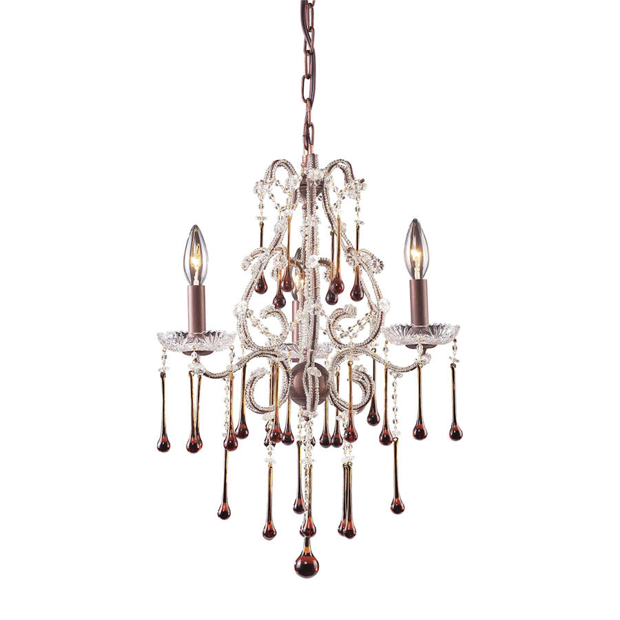 D Opulence Collection - 3 Light Amber Crystal Rust Frame