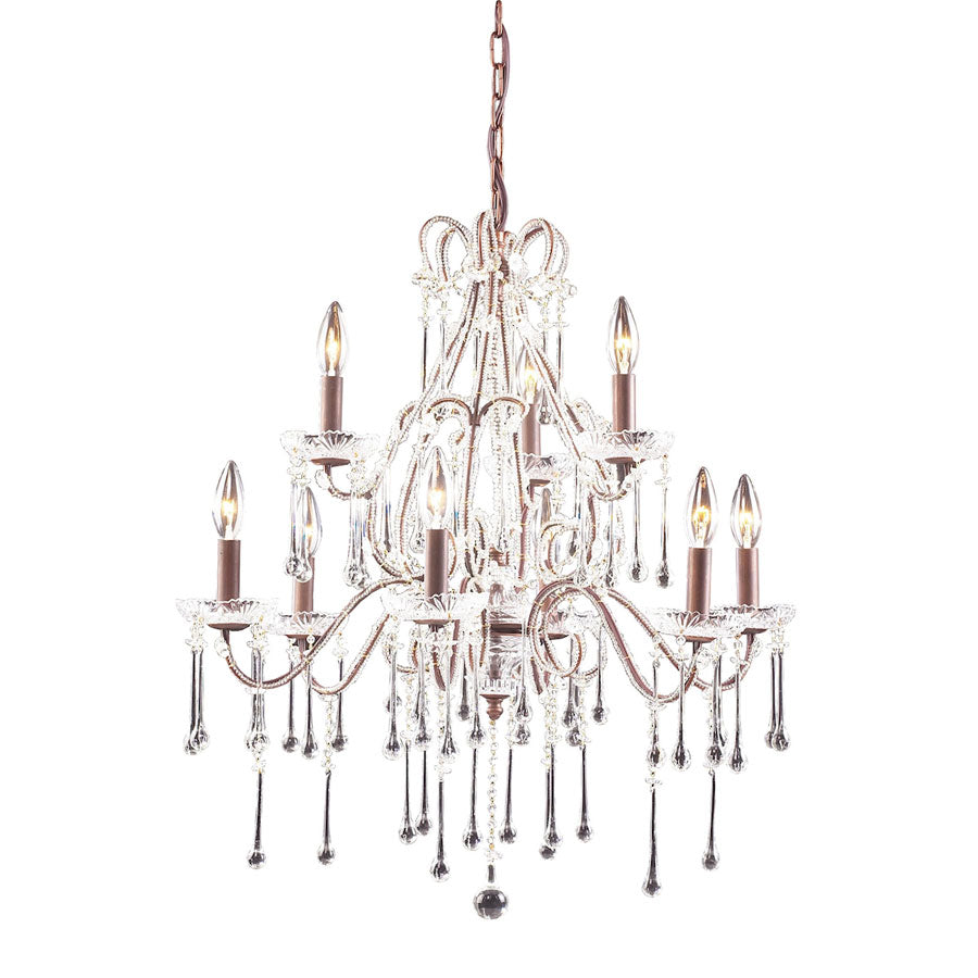 Opulence Collection - 9 Light Clear Crystal Rust Frame
