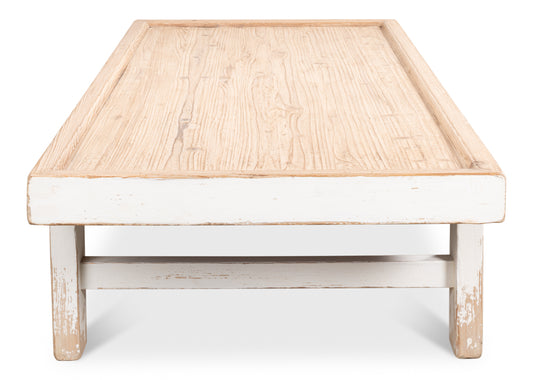 Large Wood Panel Coffee Tbl Ant. White