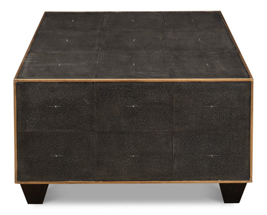 Grey Leather Shagreen Cocktail Table