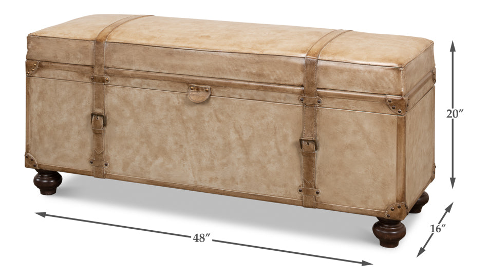 Leather Trunk/Bench Pearl Leather