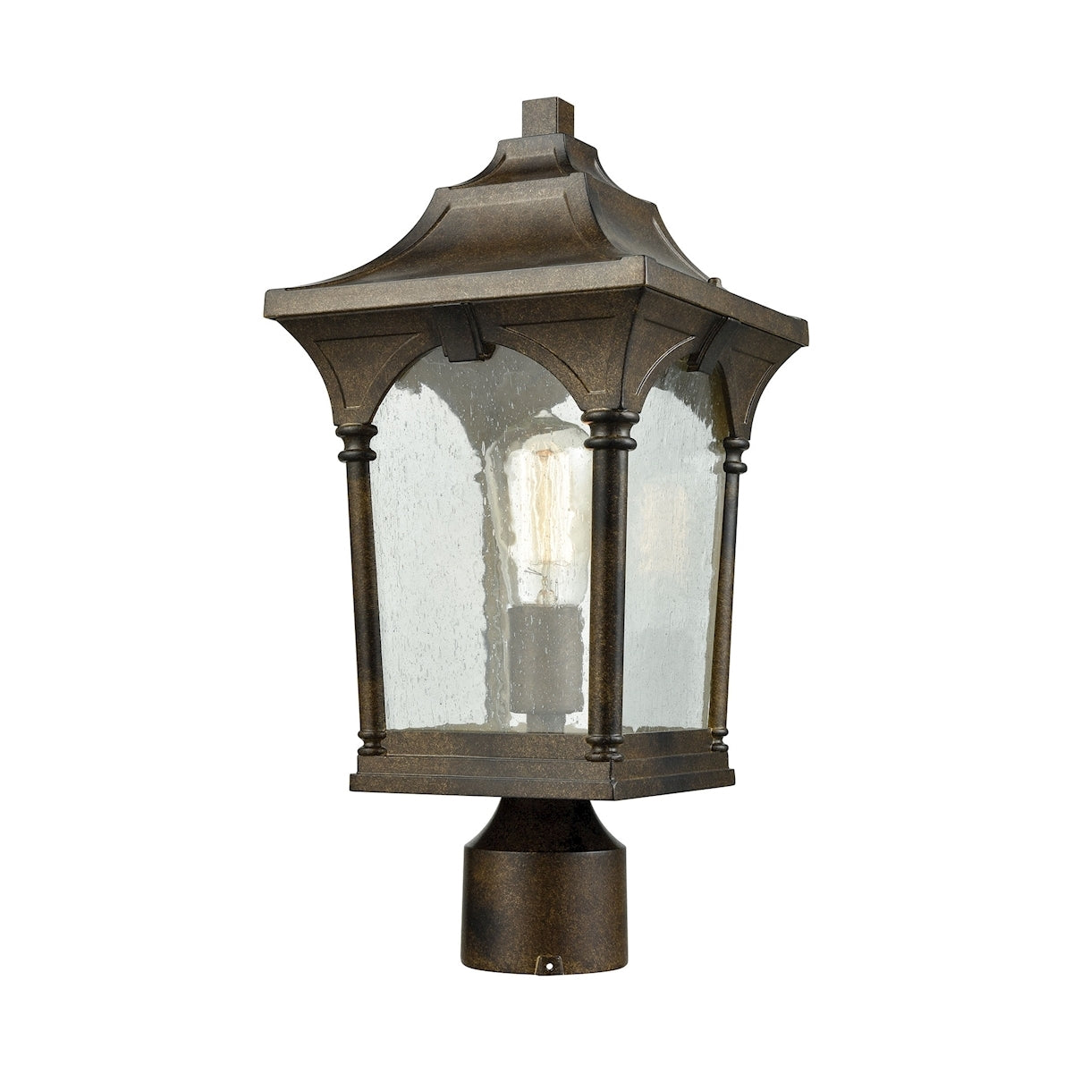 Loringdale 1 Light Outdoor Post Mount in Hazelnut Bronze with Clear Seedy Glass