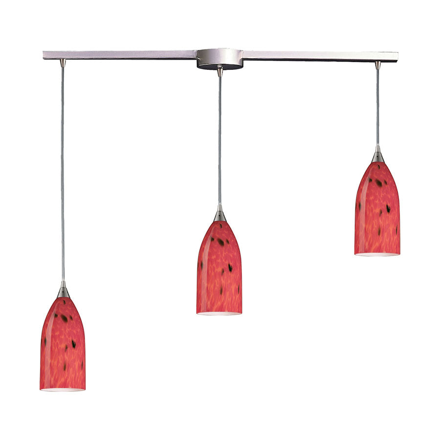 Verona Collection 3 Lt Linear Bar Fire Red Glass