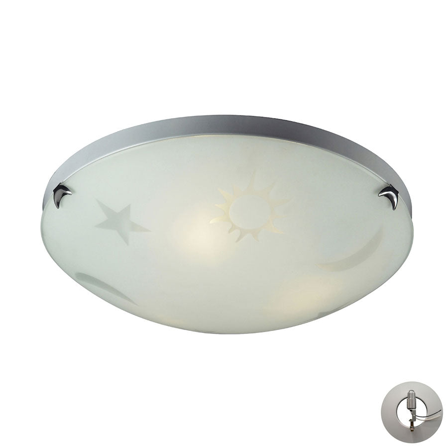 Celestial Sky 3 Light Novelty Flushmount in Satin White Glass - Includes Adapter Kit
