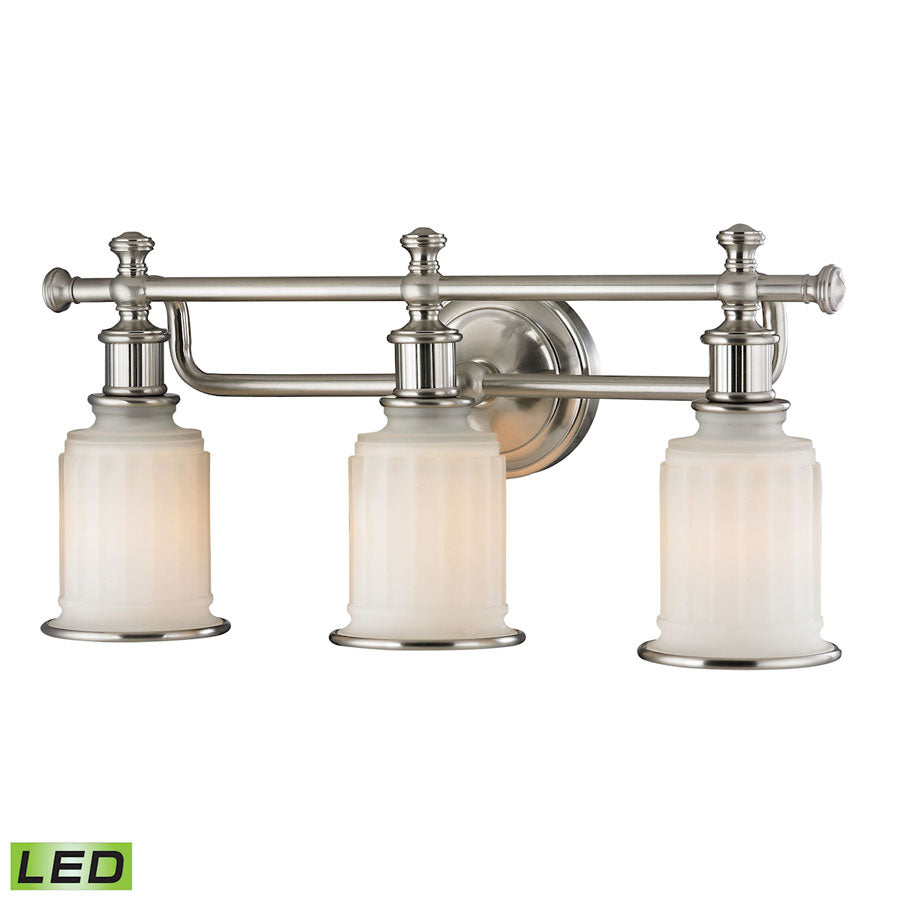 Acadia Collection 3 light bath in Brushed Nickel - LED, 800 Lumens (2400 Lumens Total) with Full Sca